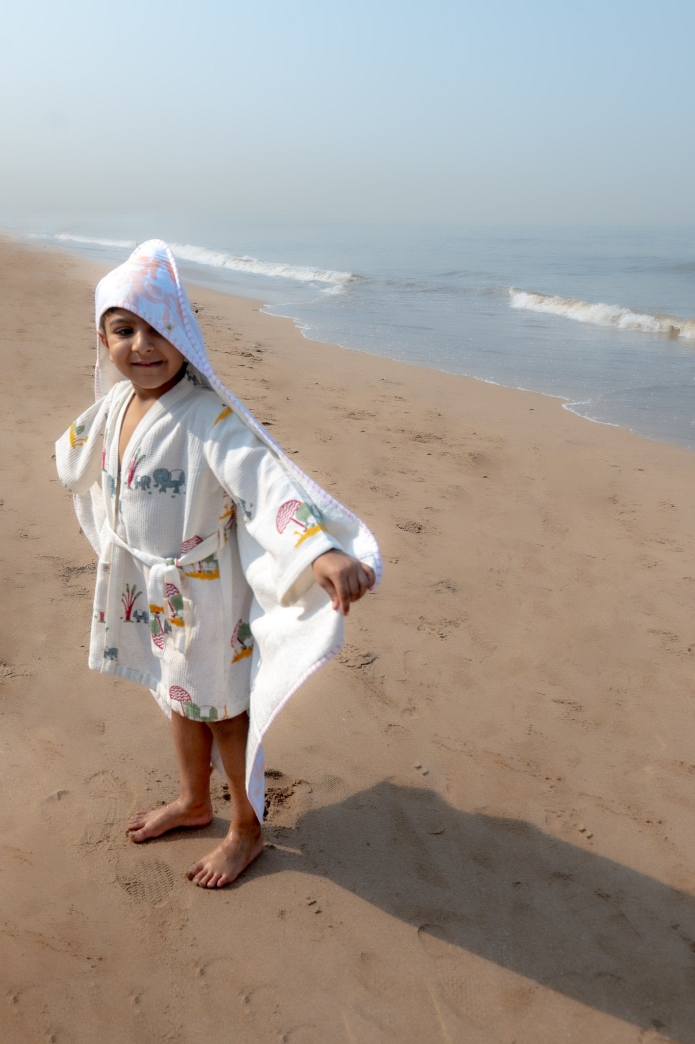 Hooded Baby & Kids Towel in Circus Peach Print – Bath Linens on Brown Living™. SKU: MSY-00431E-Peach. Img 8.