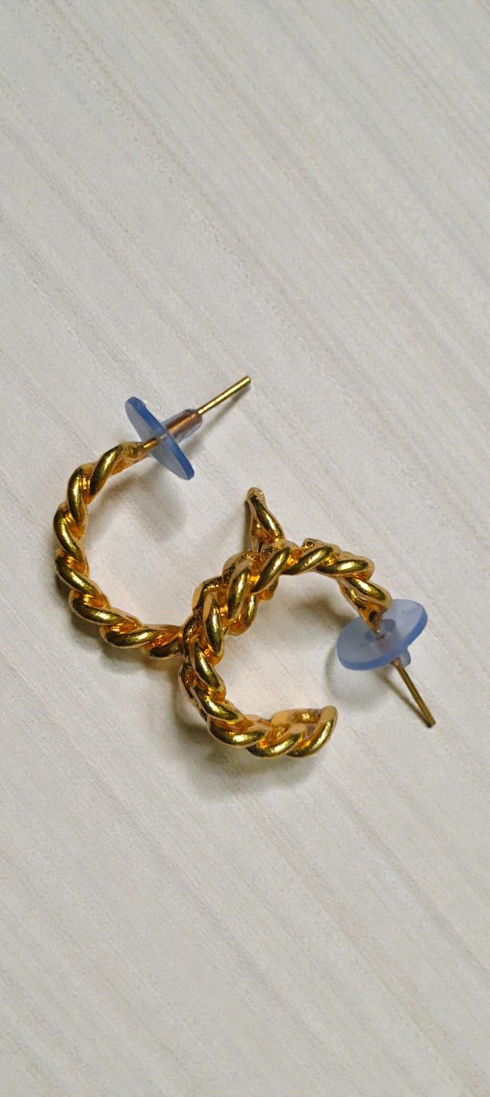 Hoops - Gold Plated Brass Metal Earrings – Womens Earrings on Brown Living™. SKU: OEP504a. Img 8.
