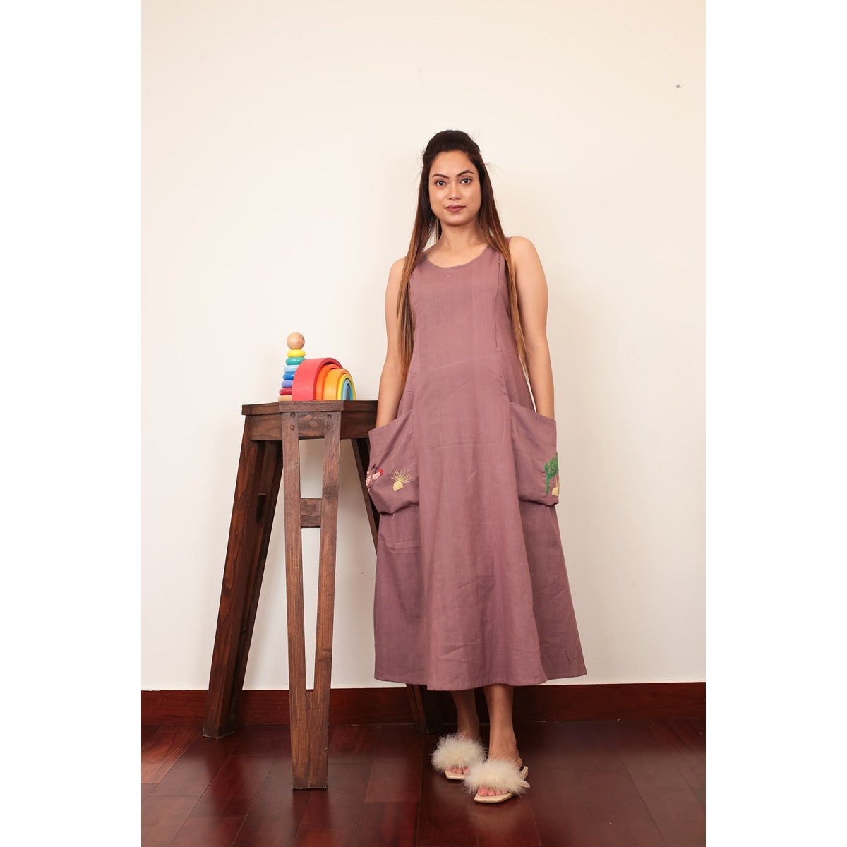 Hopping Hedgehog Dress Mama | Cotton Maternity Wear for Pregnancy – Womens Maternity Wear on Brown Living™. SKU: MCBL122S. Img 1.