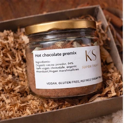 Hot Chocolate Premix | 170gms Vegan | Gluten free | Refined Sugar Free – Healthy Snacks on Brown Living™. SKU: HCP. Img 2.