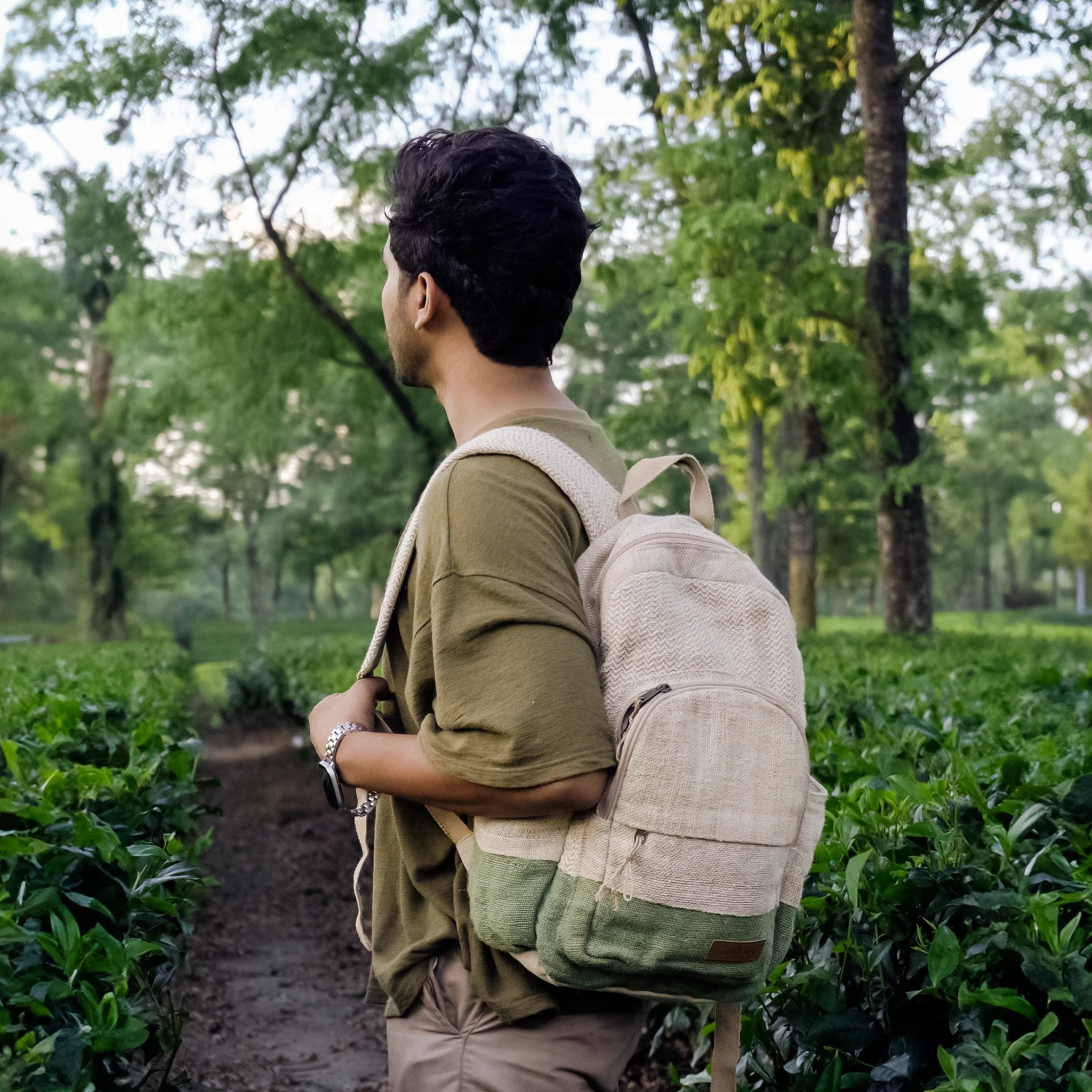 Ikigai White Hemp & Cotton Shoulder Bag | Eco Friendly Casual Bag – Backpacks on Brown Living™. SKU: OGBPIK01. Img 2.