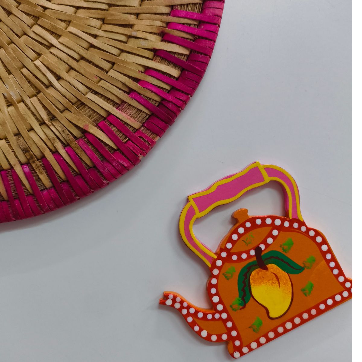 India Kettle Magnet | Handcrafted Indian Souvenir Fridge Magnet – Art & Craft Supplies on Brown Living™. SKU: CD-HOM-MIN-KET-MUL. Img 1.