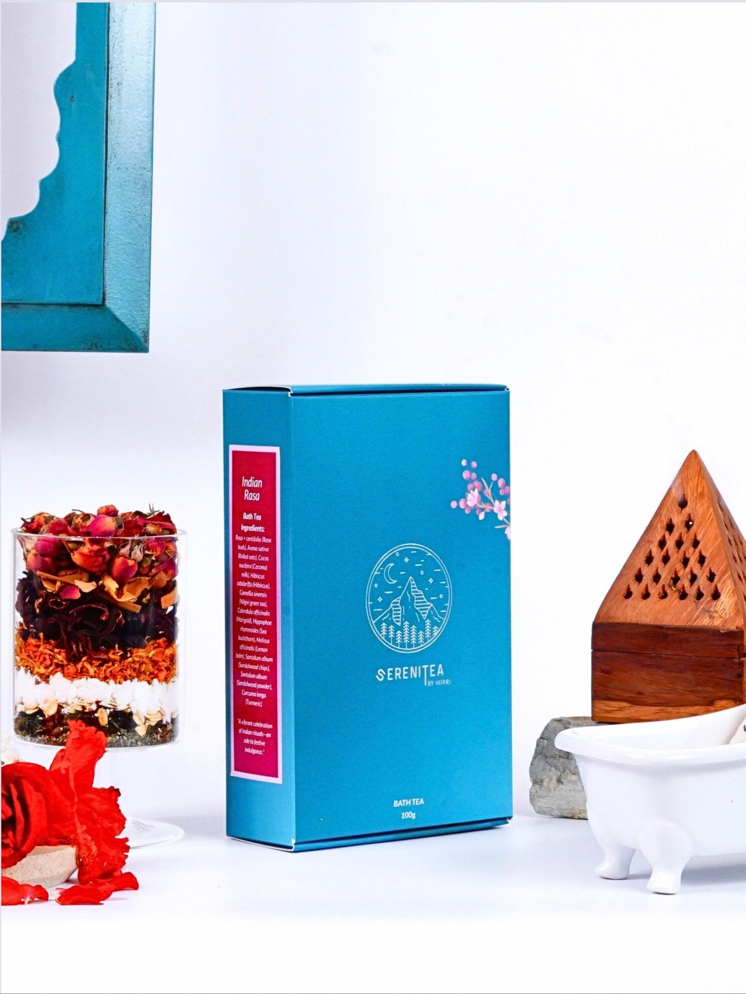 Indian Rasa Bath Tea – Relaxing Herbal Bath Infusion for Skin & Mind – Bath Salt on Brown Living™. SKU: 300005. Img 1.
