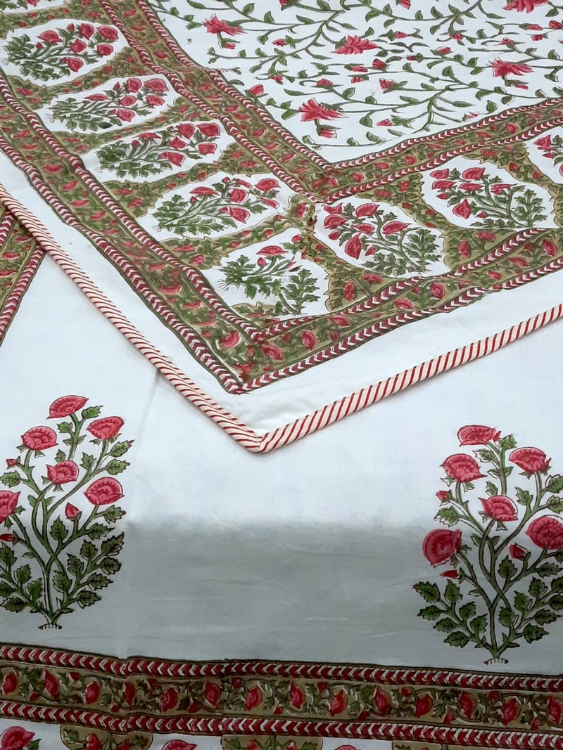 Indian Summer Reversible AC Quilt- Pink & White, Mughal Print (90x60inches) | Verified Sustainable Bed Linens on Brown Living™