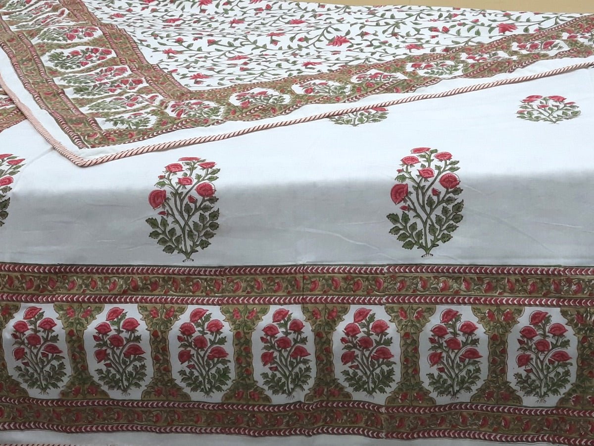 Indian Summer Reversible AC Quilt - Pink & White, Mughal Print (90x60inches) | Verified Sustainable by Brown Living™