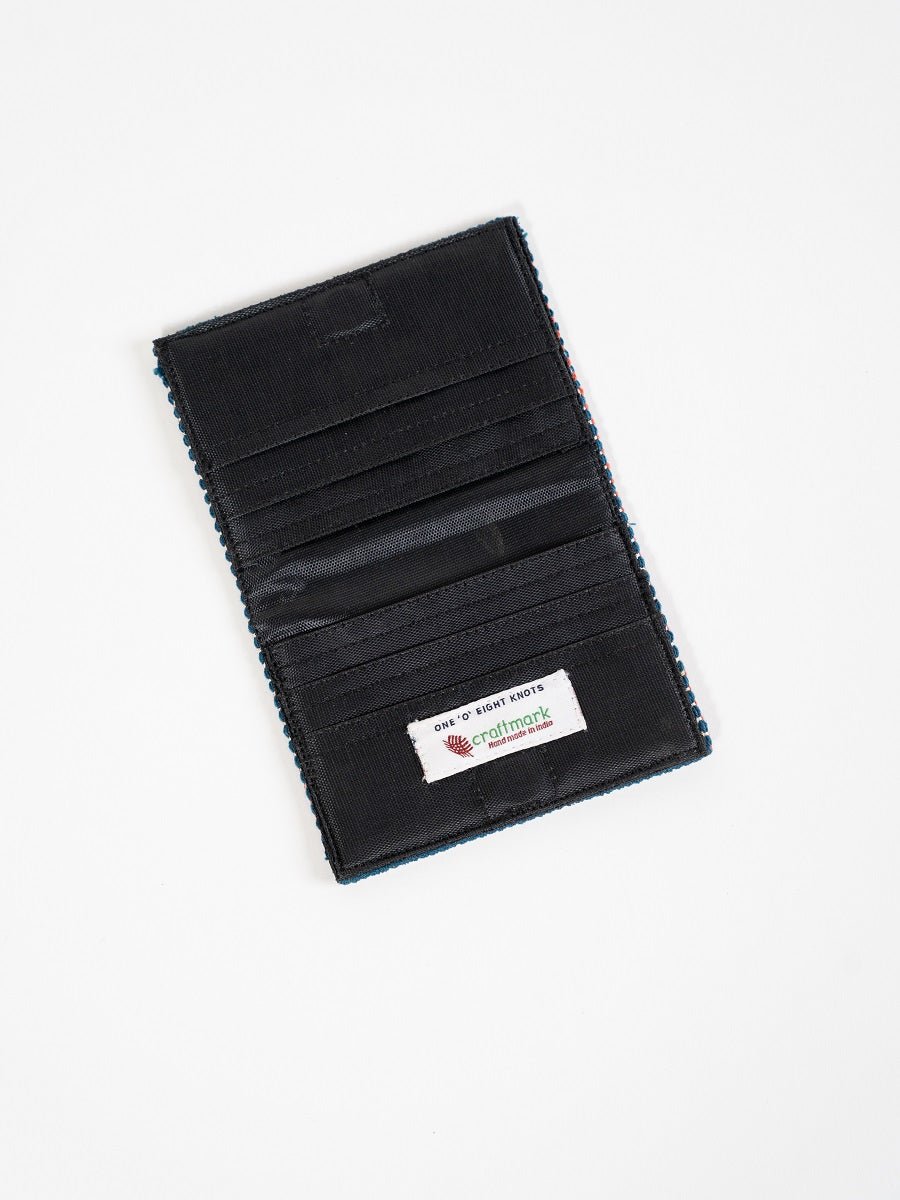 Indigo Blue Handwoven Card Holder | Rekha Minimal Wallet – Card Sleeves on Brown Living™. SKU: S25REKHCARD220-IB. Img 4.