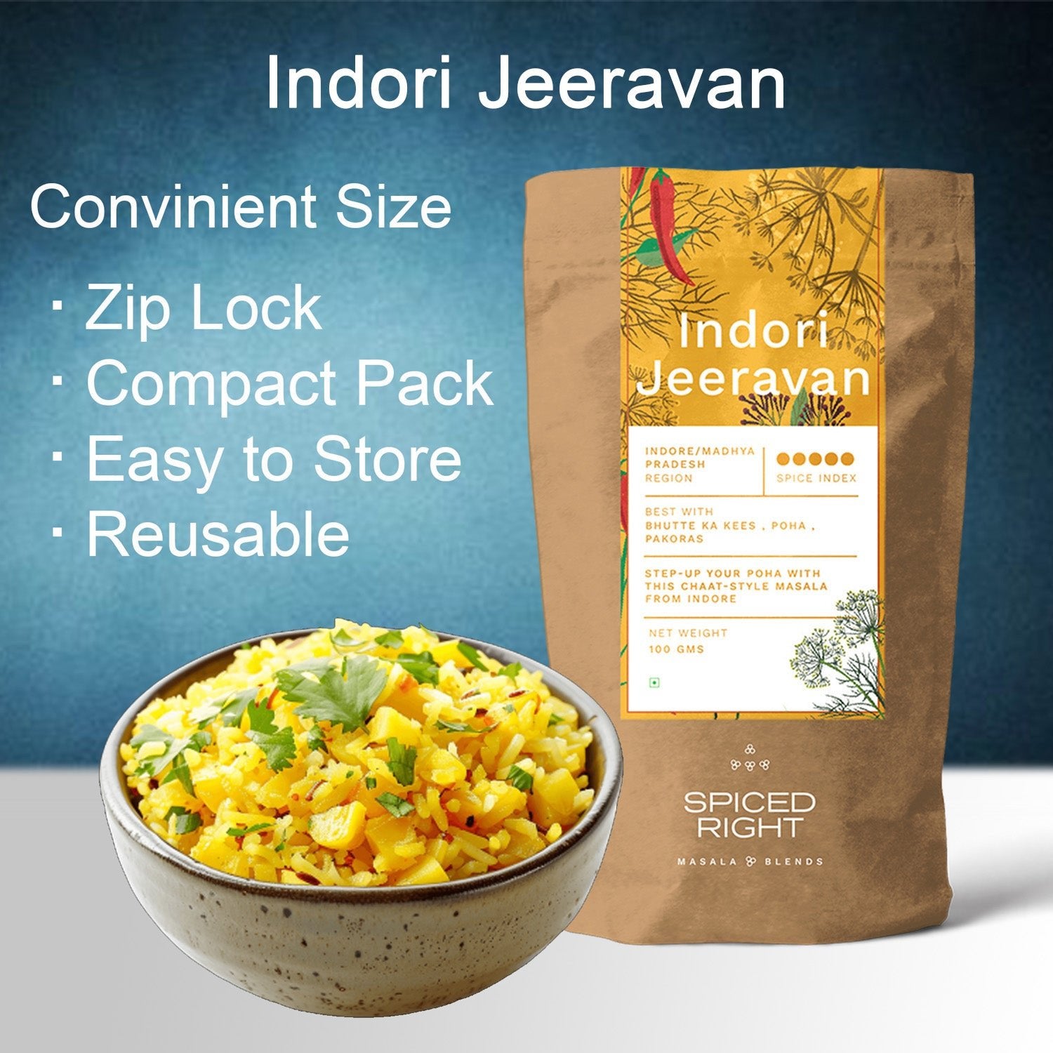 Indori Jeeravan - Authentic MP Sprinkler Masala, No Fillers – Seasonings & Spices on Brown Living™. SKU: SRIJ. Img 3.