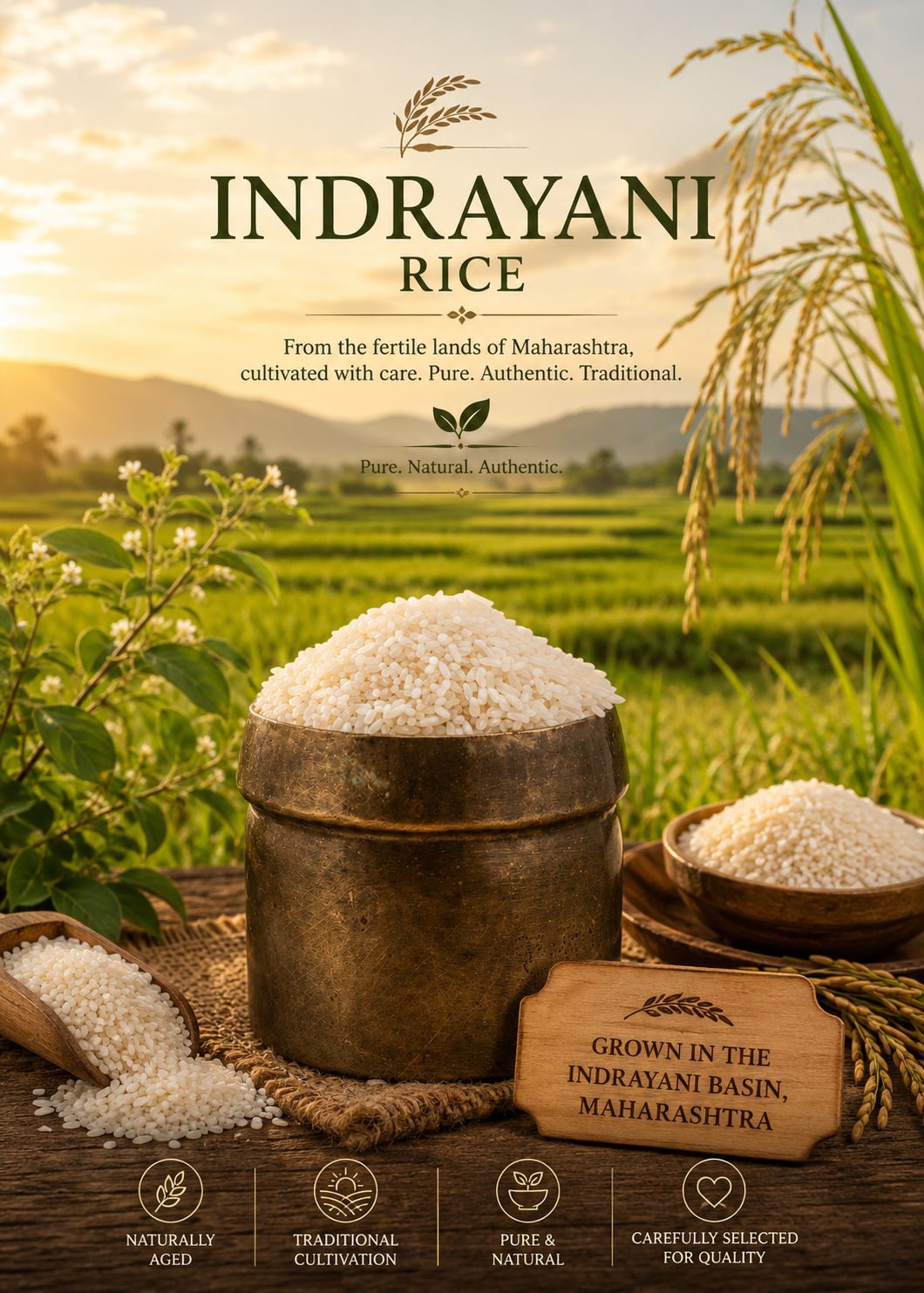 Indrayani Rice 1kg – Aromatic Short Grain Rice from Maharashtra – Cooking & Baking Supplies on Brown Living™. SKU: I00172. Img 5.