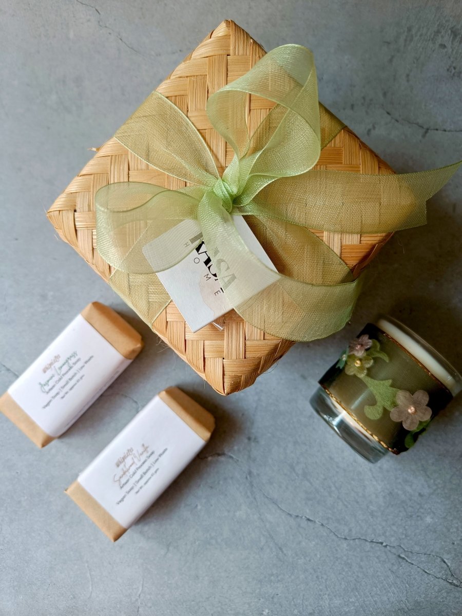 Intertwine Candle Gift Set – Gift Hampers by Rasa Home available on Brown Living™. Glow & Lather Candle & Soap Gift Set . SKU: GLRGS04. Img 4.