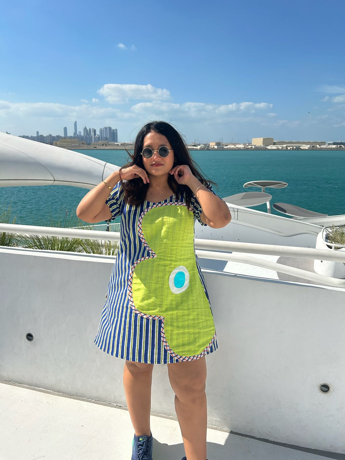 Island Ripple Shift Dress For Women | Relaxed Everyday Dress – Womens Dress on Brown Living™. SKU: DR-52-XS-BL. Img 4.