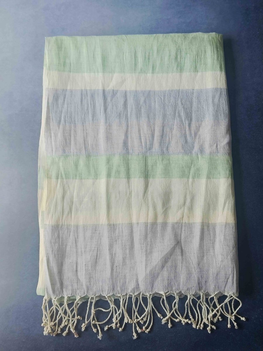Ivory Blush Hemp Fabric Unisex Stole – Womens Scarf on Brown Living™. SKU: SSRH14_N. Img 3.