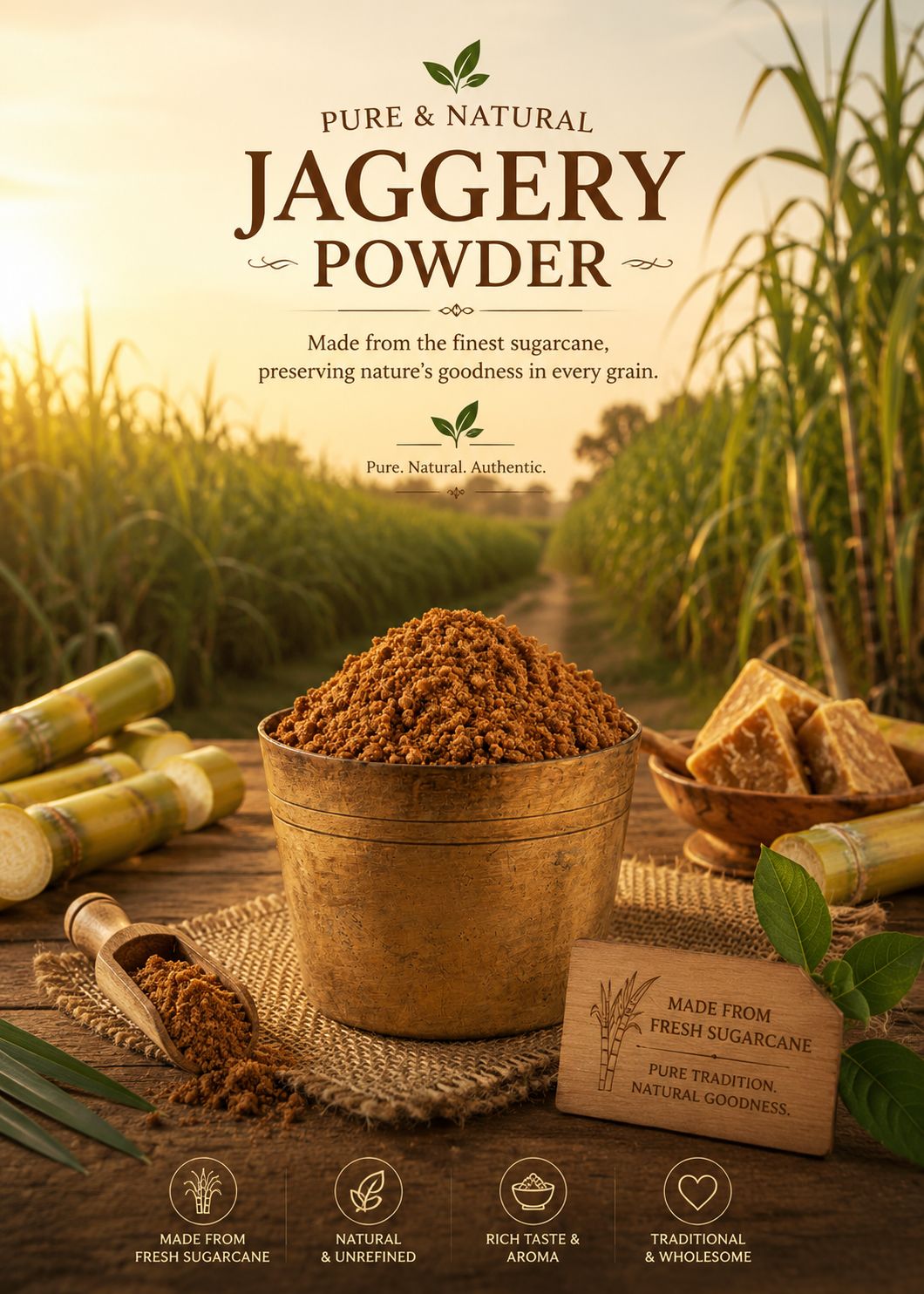 Jaggery Powder 500g | Natural Unrefined Sweetener for Daily Use – Sweets on Brown Living™. SKU: I00177. Img 6.