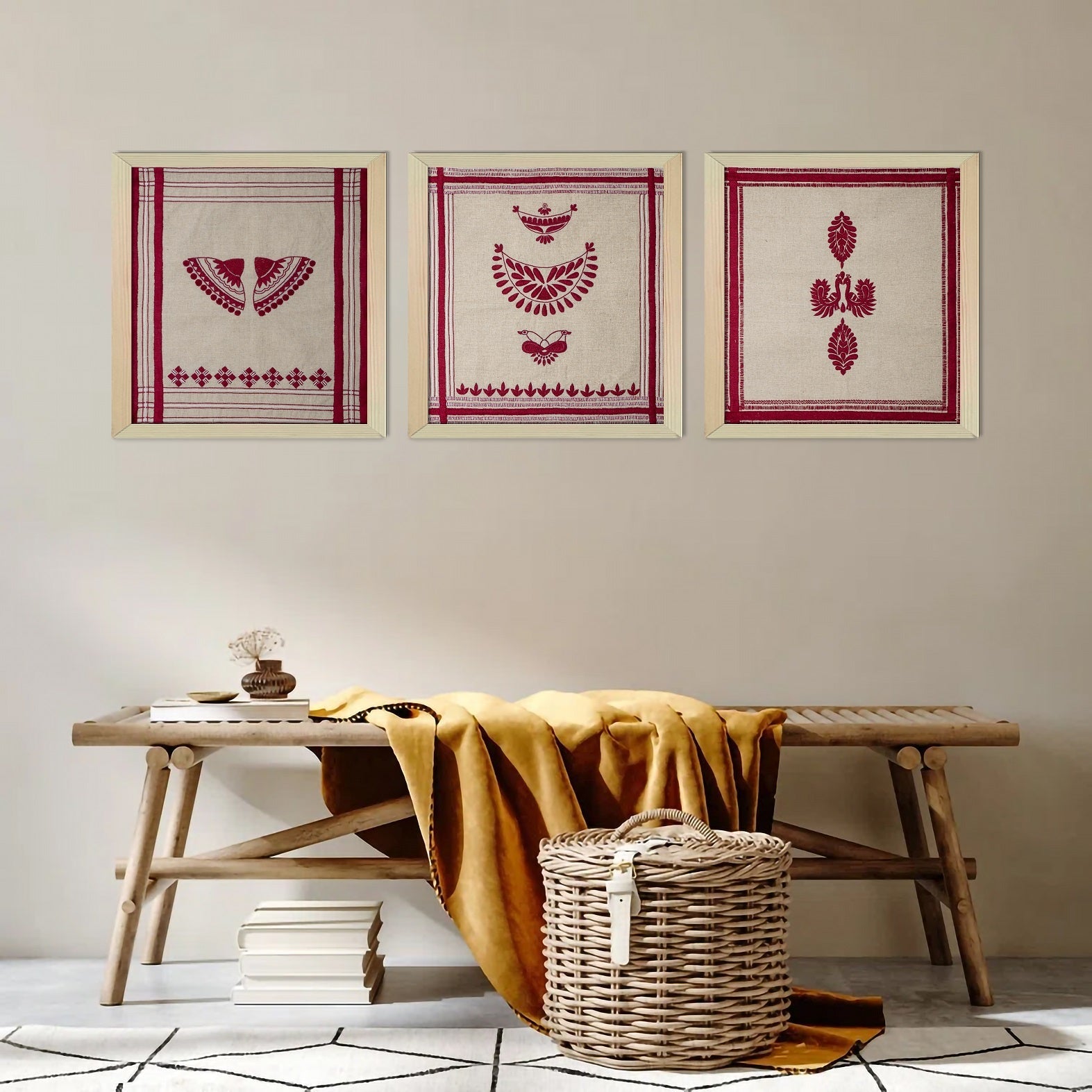 Japi Fabric Wall Art – 15 x 17 Inches | Handcrafted Textile (Unframed) – Wall Decor on Brown Living™. SKU: UD00000207. Img 2.