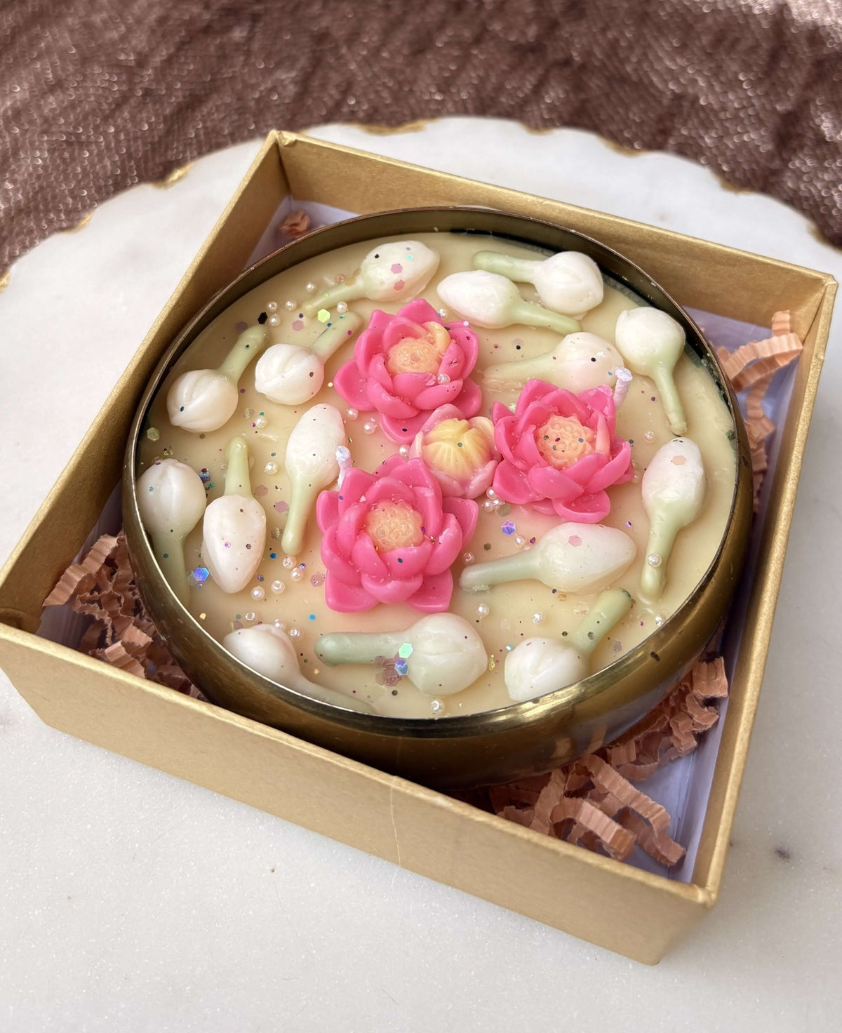 Jasmine Bloom Candle | Floral Decorative Candle – Candles & Fragrances on Brown Living™. SKU: LUSH_0058. Img 1.