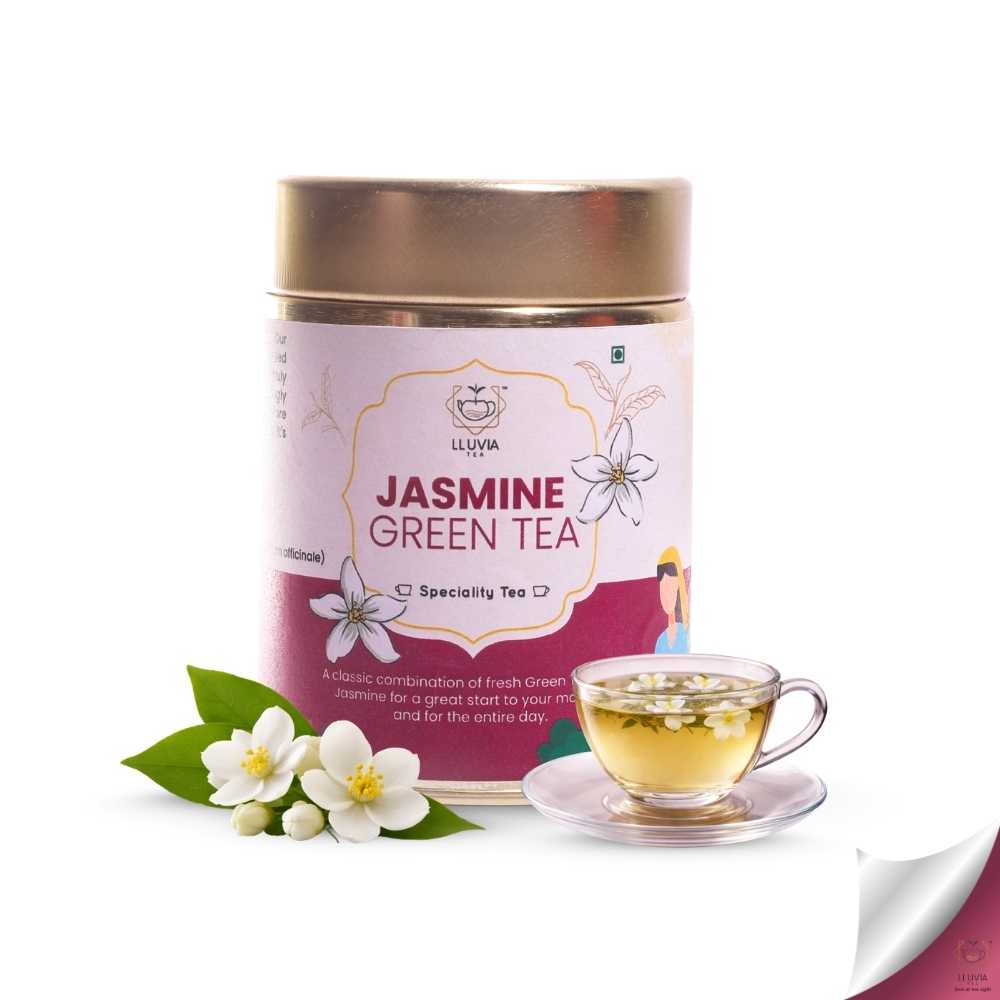 Jasmine Green Tea – Improves Heart Health & Manages Weight – 50g – Tea on Brown Living™. SKU: SRTin50New. Img 1.