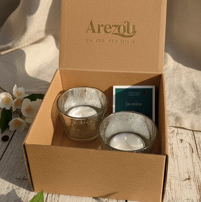 Jasmine Soy Wax Silver Jar Candle Set | Essential Oil Candles – Candles & Fragrances on Brown Living™. SKU: ISC106. Img 2.