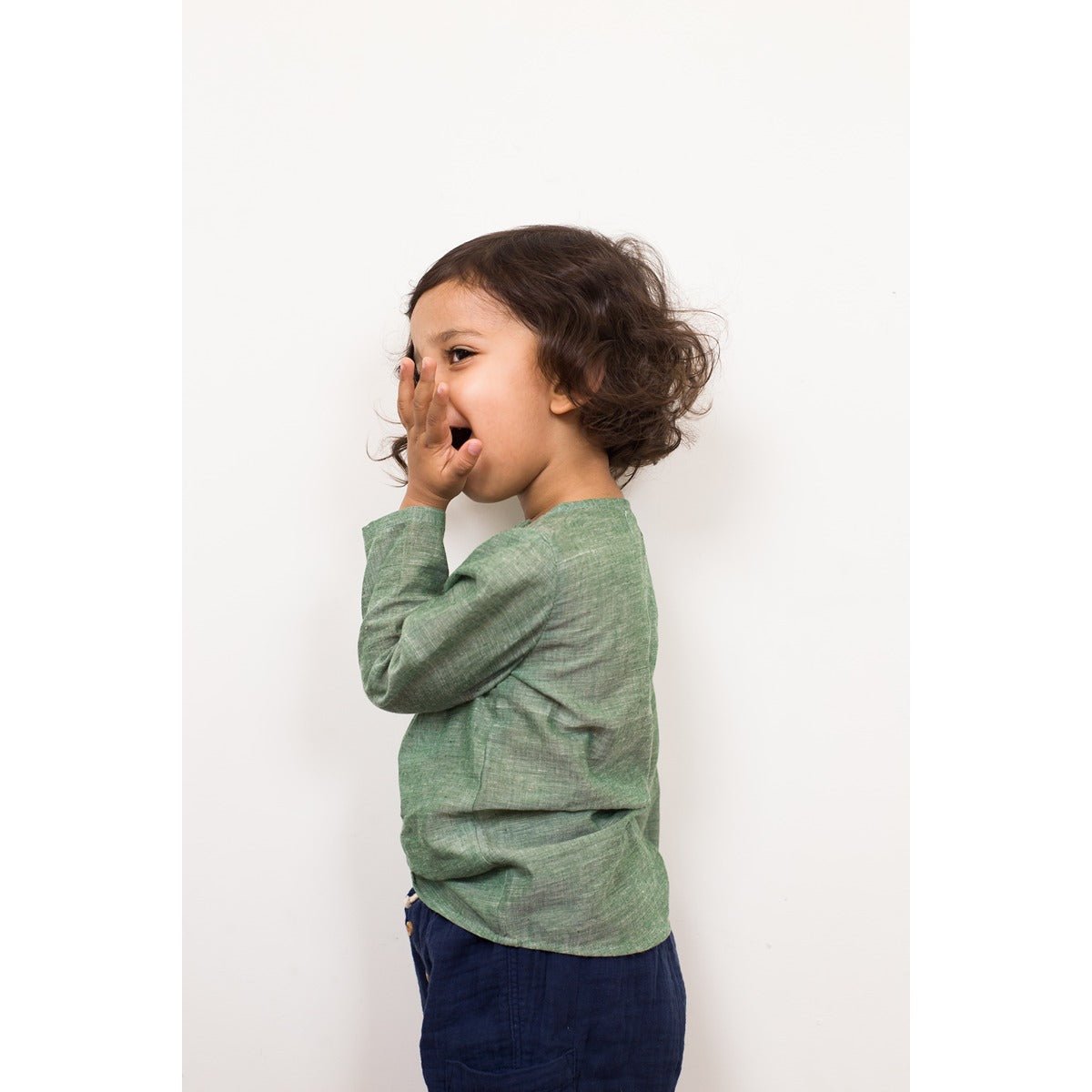 Jovial Jellyfish Shirt | Olive Green Cotton Shirt for Boys – Kids Daywear Sets on Brown Living™. SKU: MCBL32. Img 6.