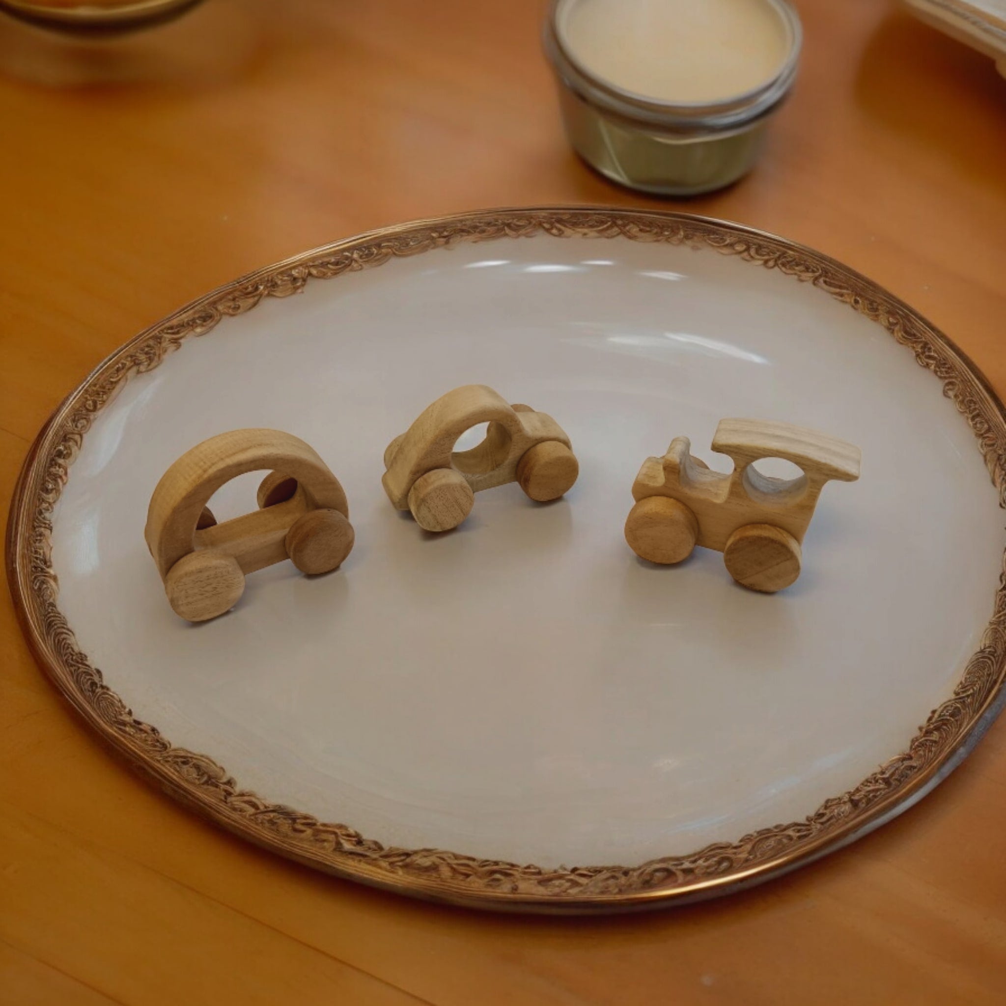 Joy On Wheels – Set Of 3 Neem Wooden Push & Pull Toys For Toddlers – Toy Trains & Vehicles on Brown Living™. SKU: W_TRN-CR-HCR. Img 5.