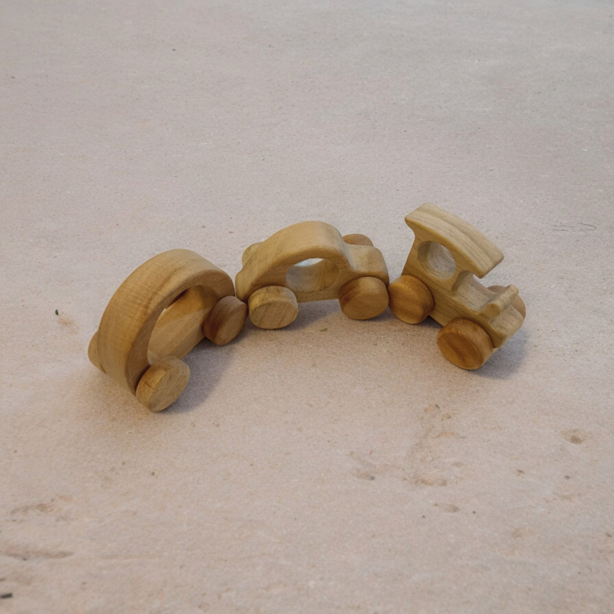 Joy On Wheels – Set Of 3 Neem Wooden Push & Pull Toys For Toddlers – Toy Trains & Vehicles on Brown Living™. SKU: W_TRN-CR-HCR. Img 6.