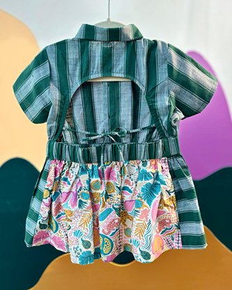 Jungle Bungle Printed Cotton Playsuit | Verified Sustainable Kids Frocks & Dresses on Brown Living™