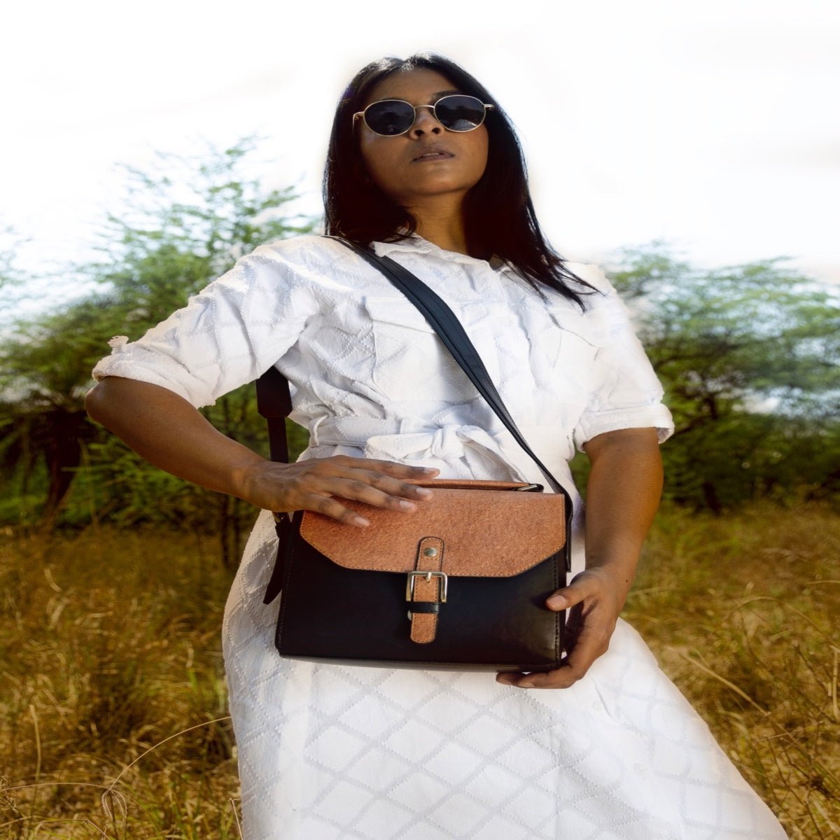 Juniper Vegan Leather Sling Bag - Black – Sling Bag by Green Hermitage available on Brown Living™. . SKU: SBGH2025 - 3003. Img 6.