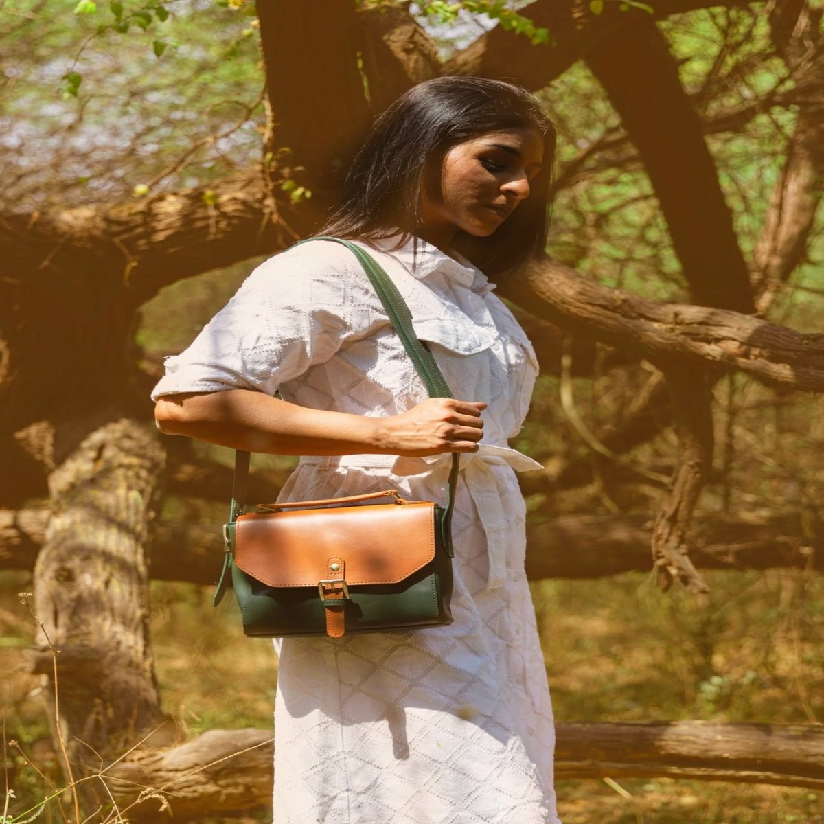Juniper Vegan Leather Sling Bag - Green – Sling Bag by Green Hermitage available on Brown Living™. . SKU: SBGH2025 - 3004. Img 8.