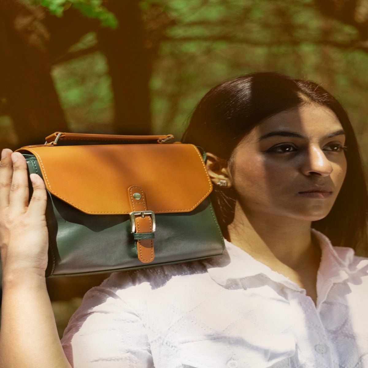 Juniper Vegan Leather Sling Bag - Green – Sling Bag by Green Hermitage available on Brown Living™. . SKU: SBGH2025 - 3004. Img 6.