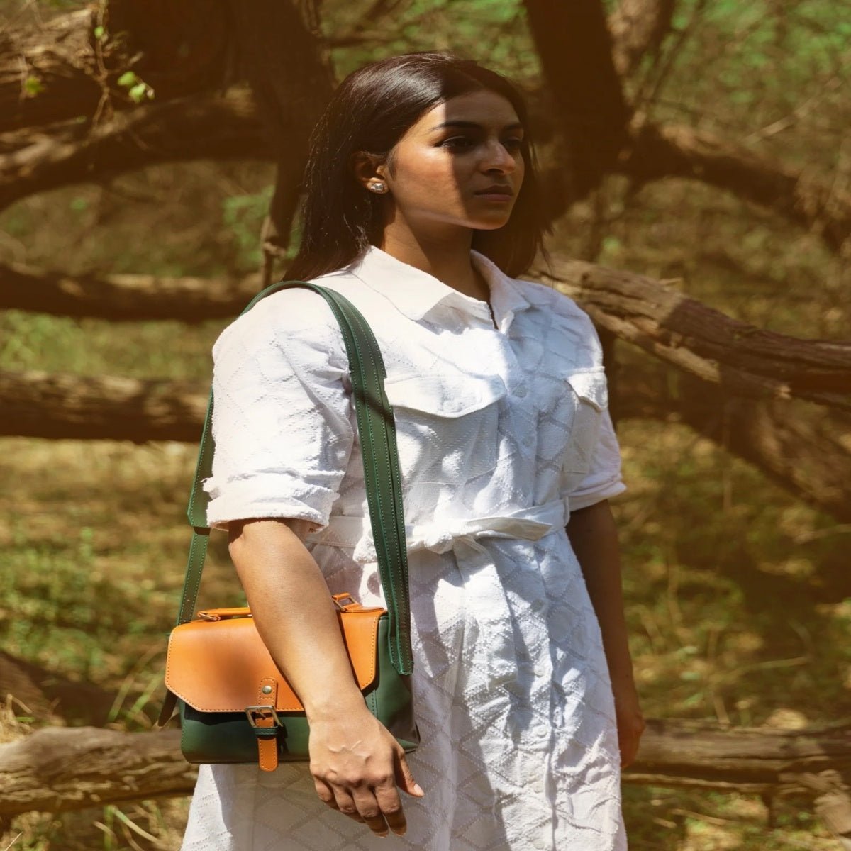 Juniper Vegan Leather Sling Bag - Green – Sling Bag by Green Hermitage available on Brown Living™. . SKU: SBGH2025 - 3004. Img 5.