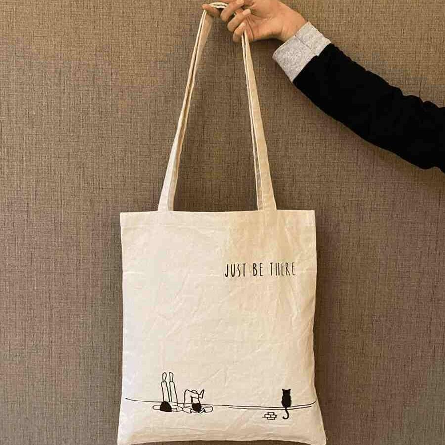 Just Be There 100% Cotton Canvas Tote Bag - Main Image