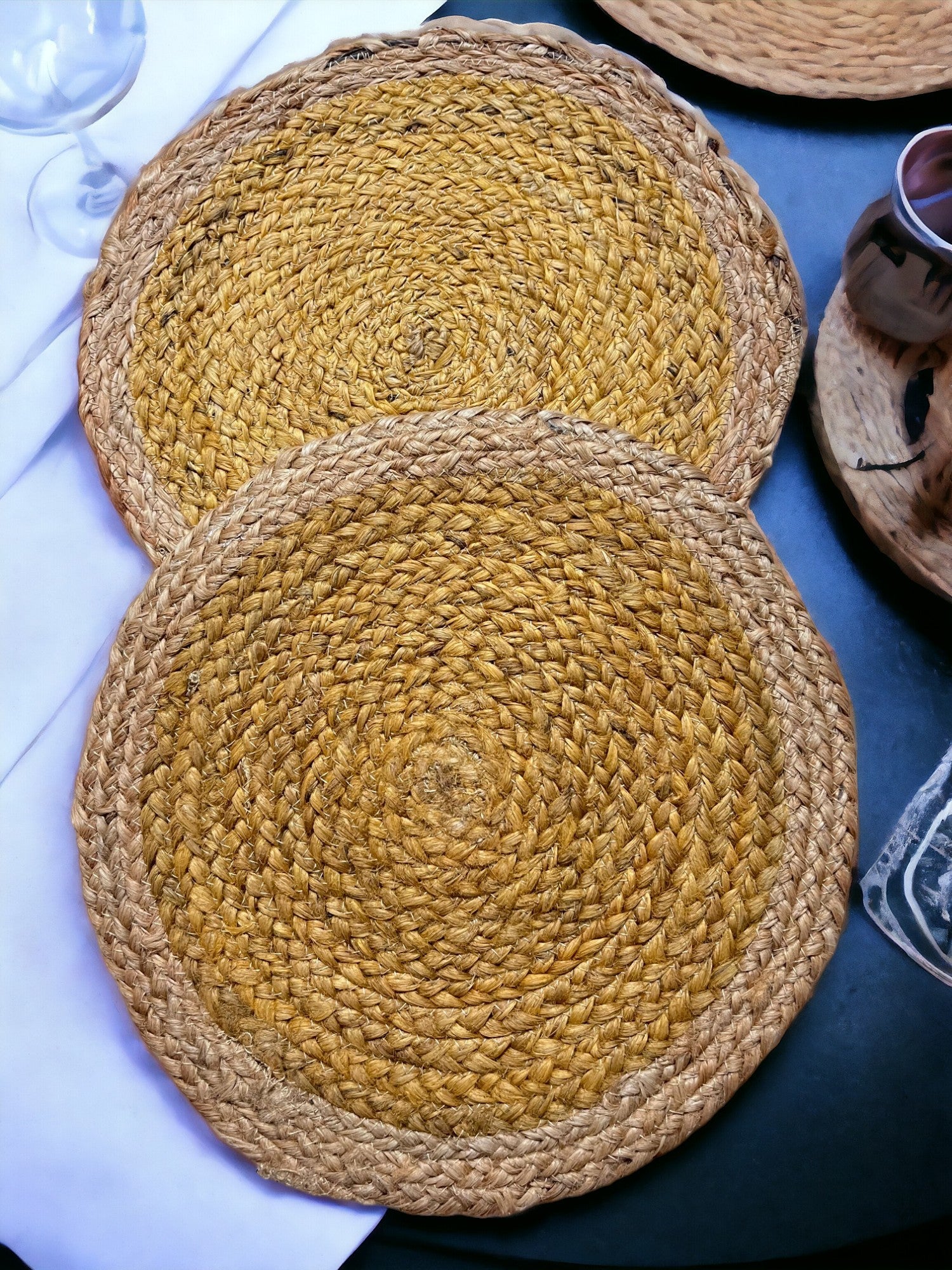 Jute Placemats – Set of 2 – Table Linens on Brown Living™. SKU: OEP097a. Img 7.