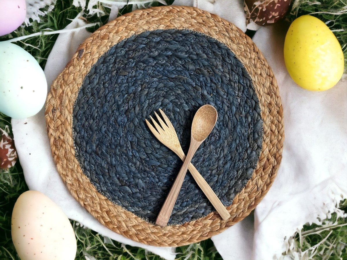 Jute Placemats – Set of 2 – Table Linens by ONEarth available on Brown Living™. Yellow . SKU: OEP097. Img 7.