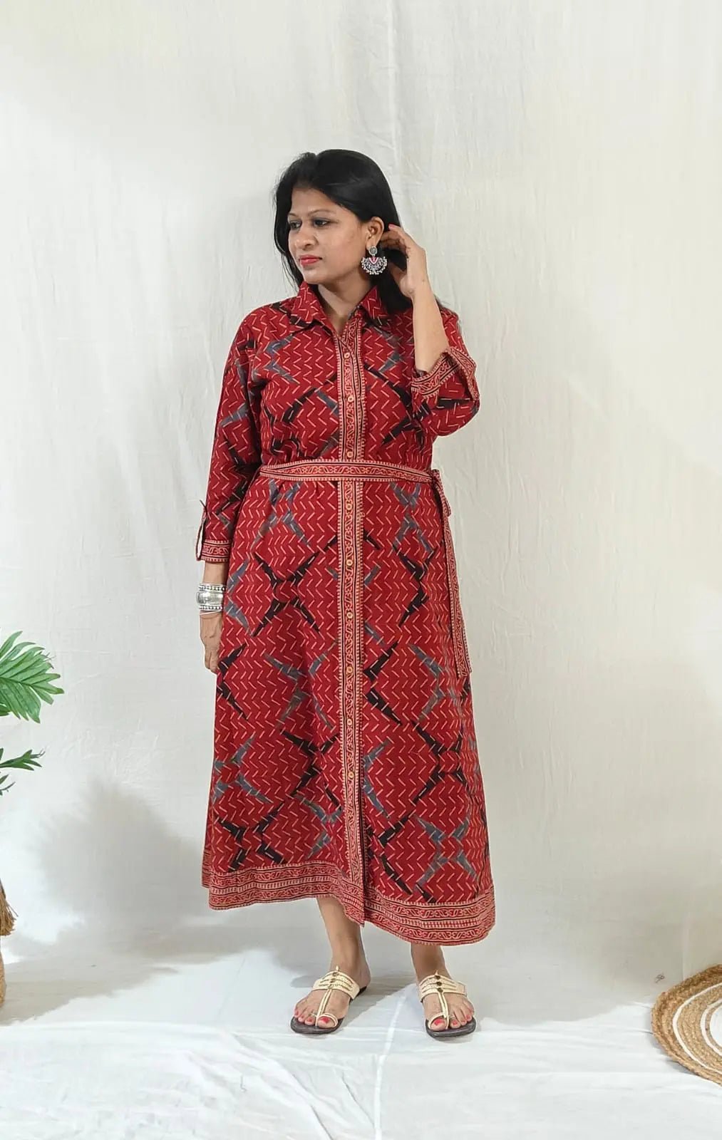Kaashi Cotton Shirt Dress for Women – Womens Dress on Brown Living™. SKU: JUL25-RSHD-FECJ-AKS-1. Img 8.