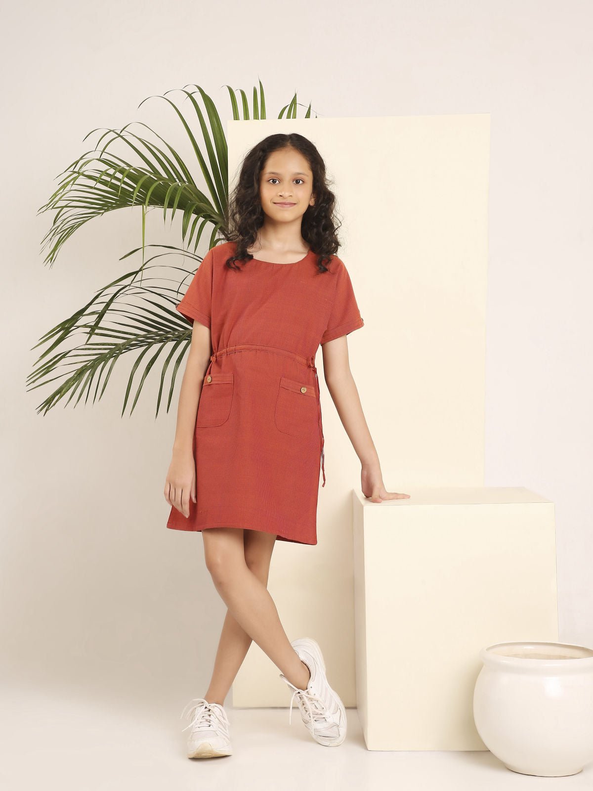 Kaftan Styled Dress for Girls | Comfortable Flowing Cotton Kids Dress – Kids Frocks & Dresses on Brown Living™. SKU: LB-BL-07. Img 7.