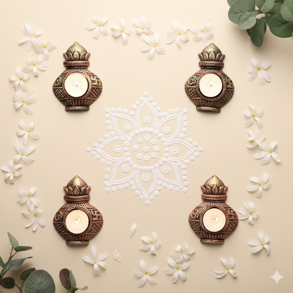 Kalash T - Light Diya Set – Indian Ethnic Lighting – Home Decor on Brown Living™. SKU: D39. Img 7.