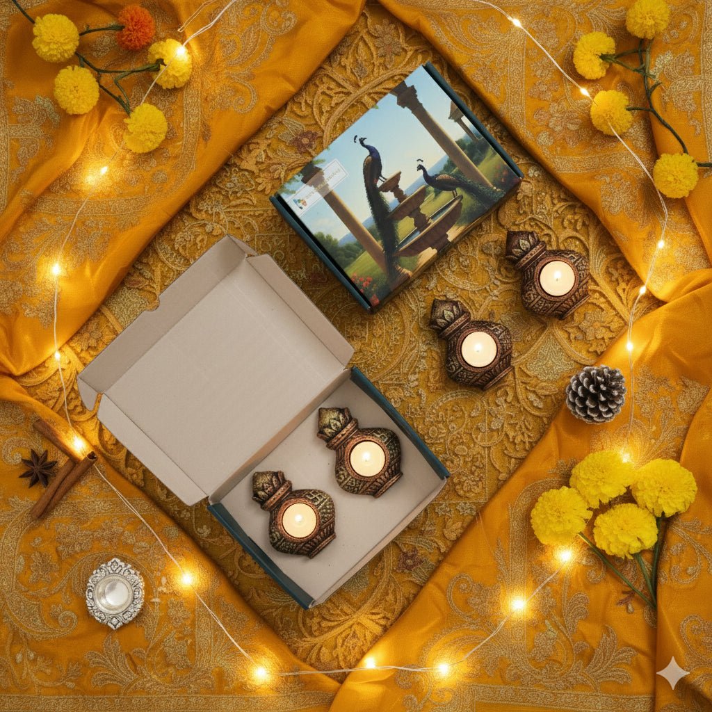 Kalash T - Light Diya Set – Indian Ethnic Lighting – Home Decor on Brown Living™. SKU: D39. Img 6.