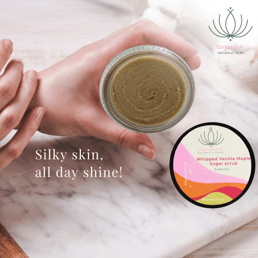 Kamala | Whipped Vanilla Maple Sugar Scrub - 50gms – Body Scrub on Brown Living™. SKU: KAM-Scrub-100-NAM. Img 3.