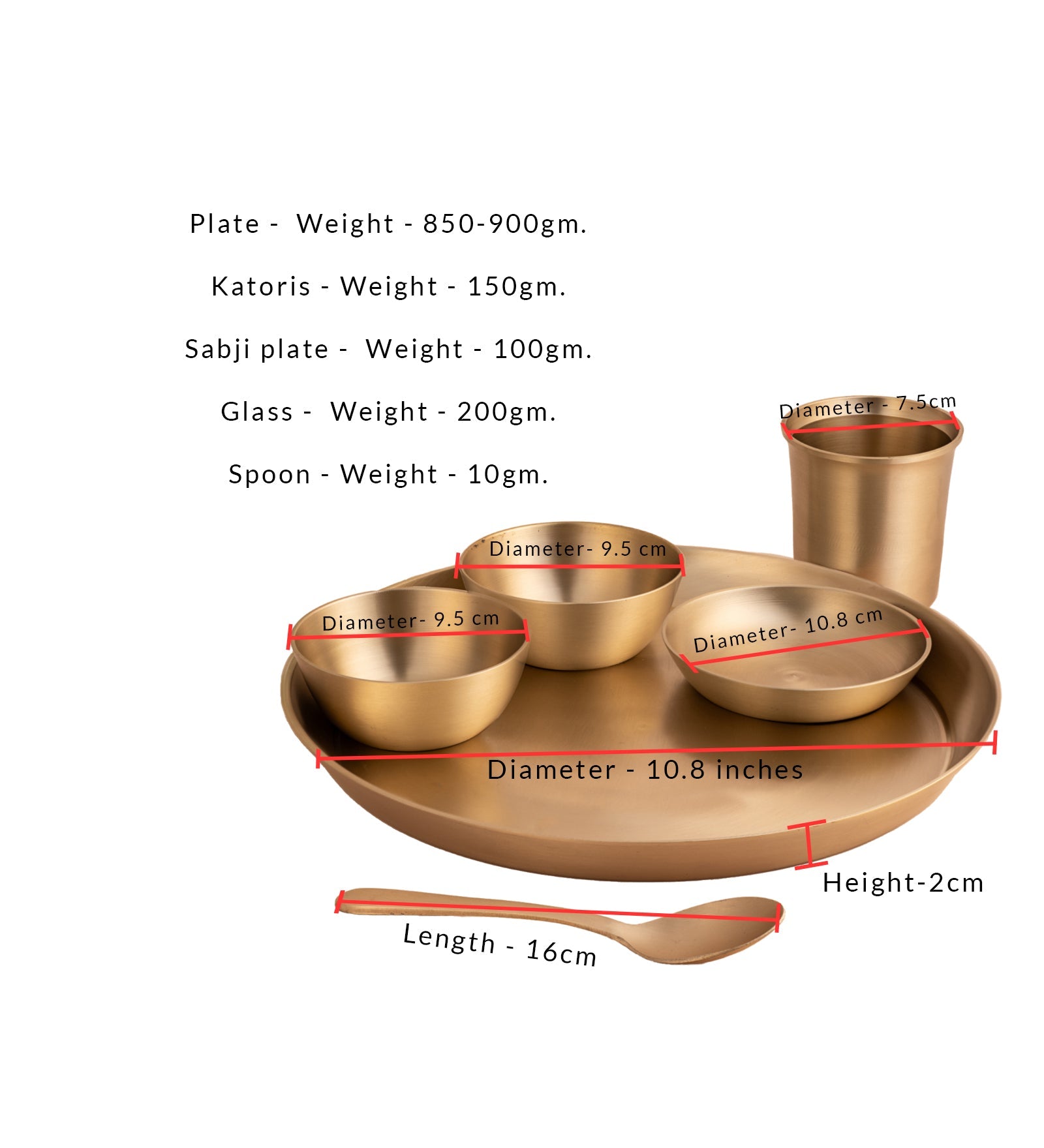 Kansa Bronze Plate Set of 6 – Handpicked Product – Dinner Set on Brown Living™. SKU: B34. Img 3.