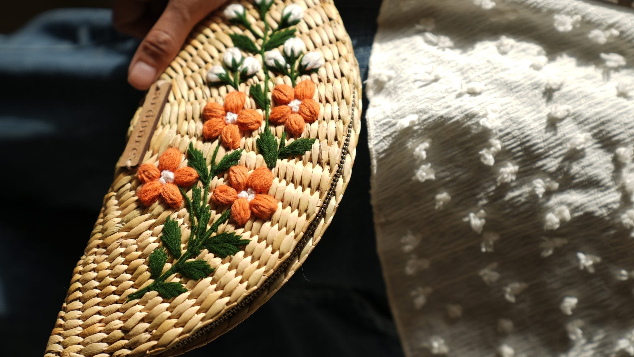 Kauna Embroidered Wallet | Handwoven Natural & Stylish Accessory – Womens Wallet on Brown Living™. SKU: WoF-KW_. Img 2.