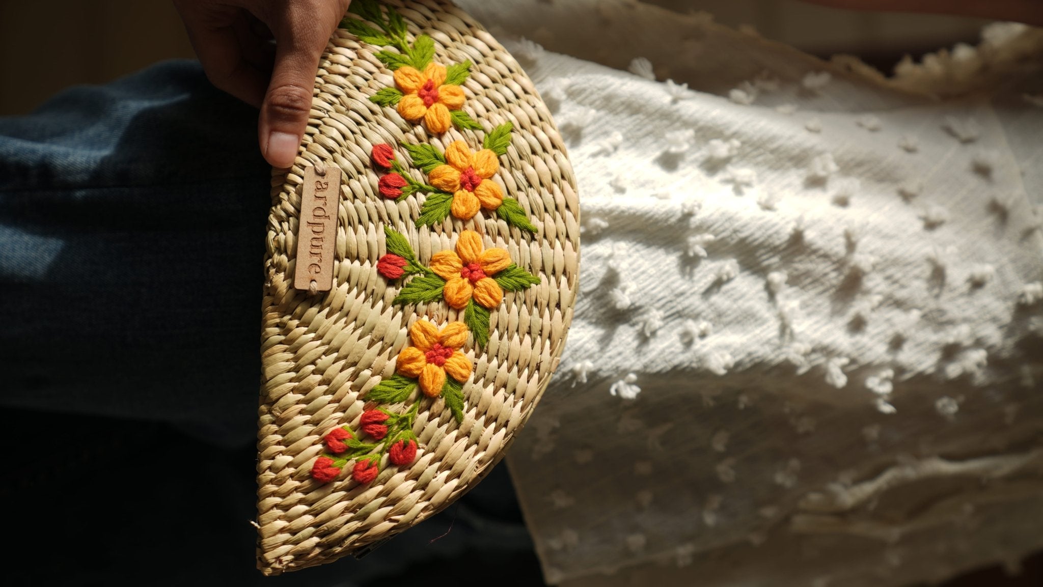 Kauna Embroidered Wallet | Handwoven Natural & Stylish Accessory – Womens Wallet on Brown Living™. SKU: WYF-KW. Img 1.