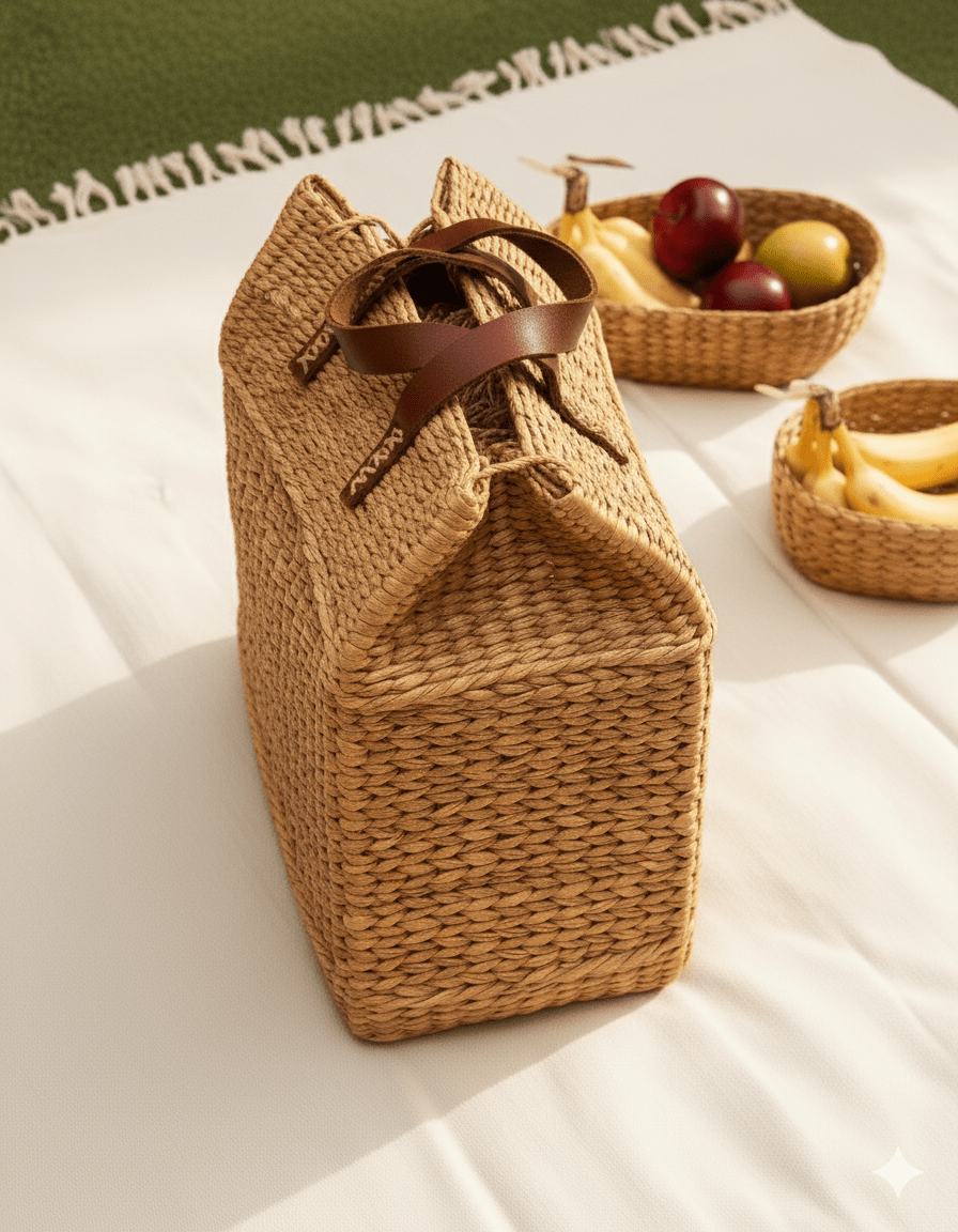 Kauna Lunch & Picnic Basket Large – Picnic Basket on Brown Living™. SKU: KAPBAS027A-n. Img 2.