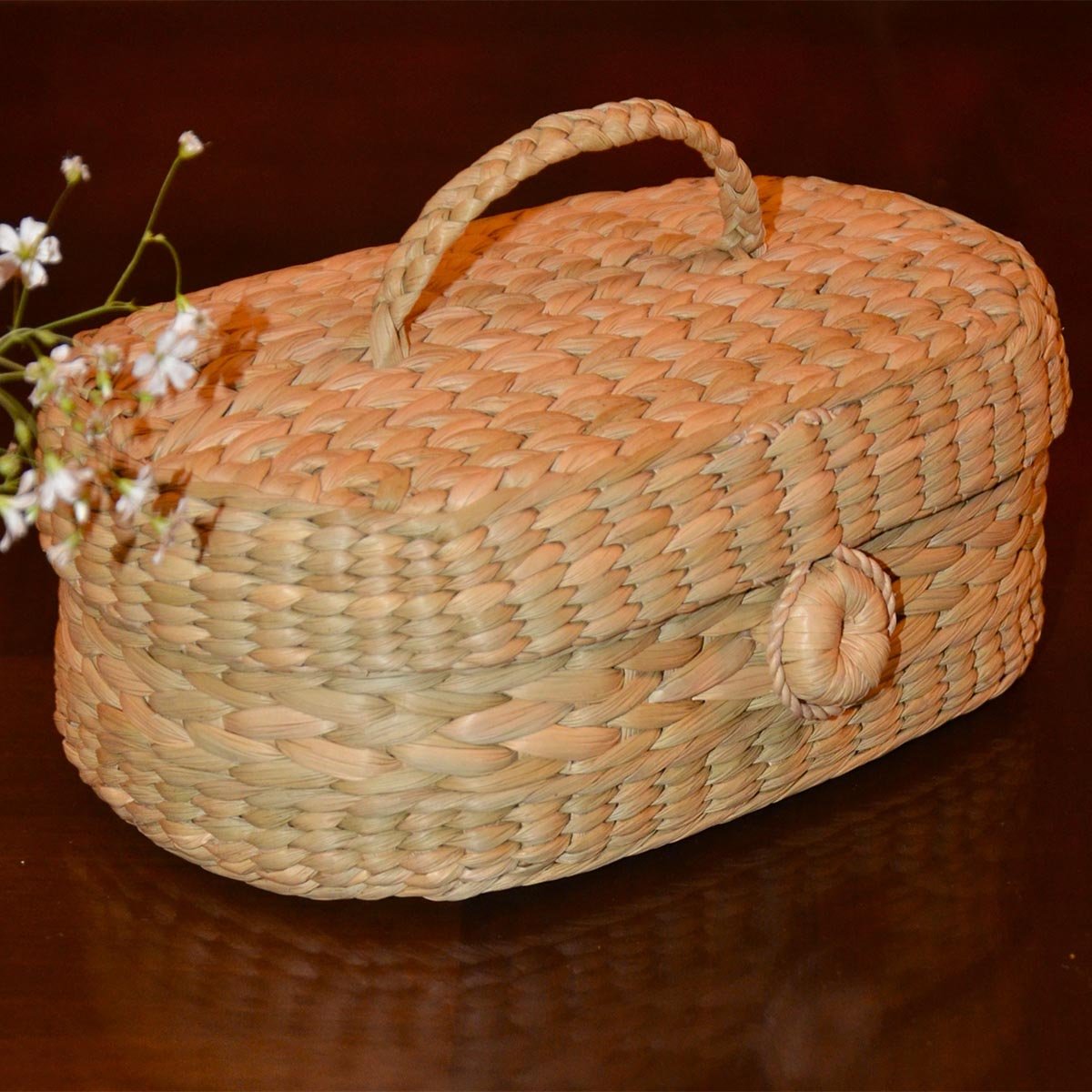 Kauna Oval Gift & Utility Box Large Natural – Baskets & Boxes by DHARINI available on Brown Living™. . SKU: KAGBOX026A. Img 11.