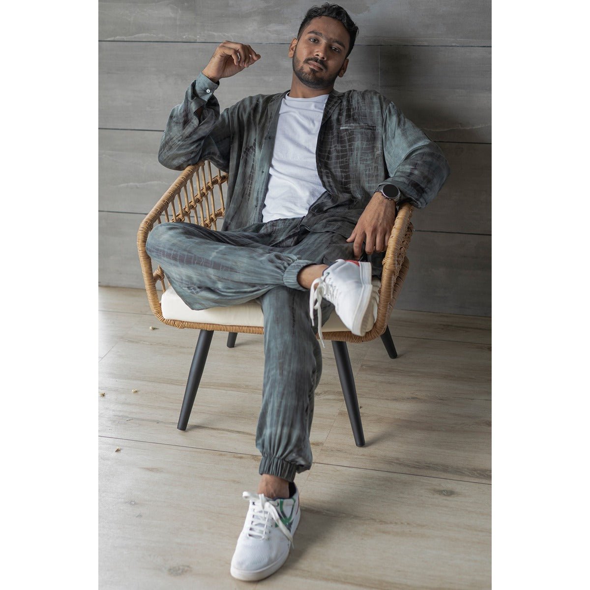 Keith Oversized Shirt for Men | Relaxed Fit Casual Satin Shirt – Mens Shirt on Brown Living™. SKU: TMS0168-XS. Img 2.