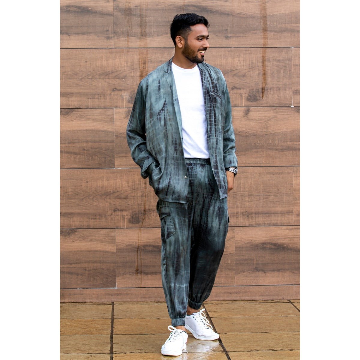 Keith Oversized Shirt for Men | Relaxed Fit Casual Satin Shirt – Mens Shirt on Brown Living™. SKU: TMS0168-XS. Img 1.