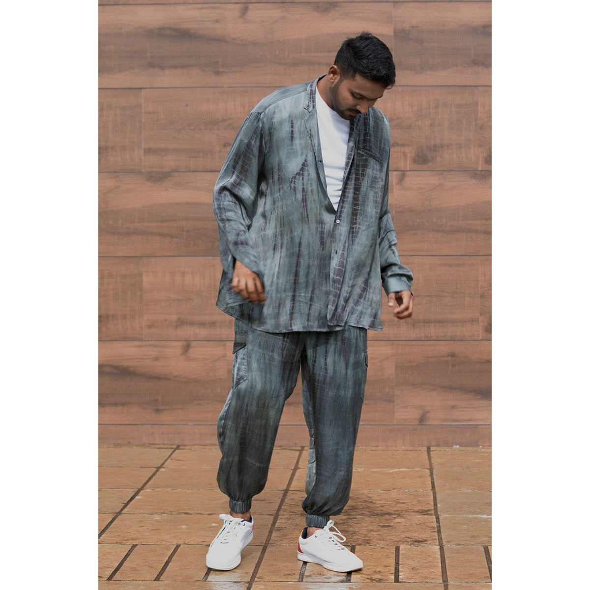 Keith Oversized Shirt for Men | Relaxed Fit Casual Satin Shirt – Mens Shirt on Brown Living™. SKU: TMS0168-XS. Img 3.