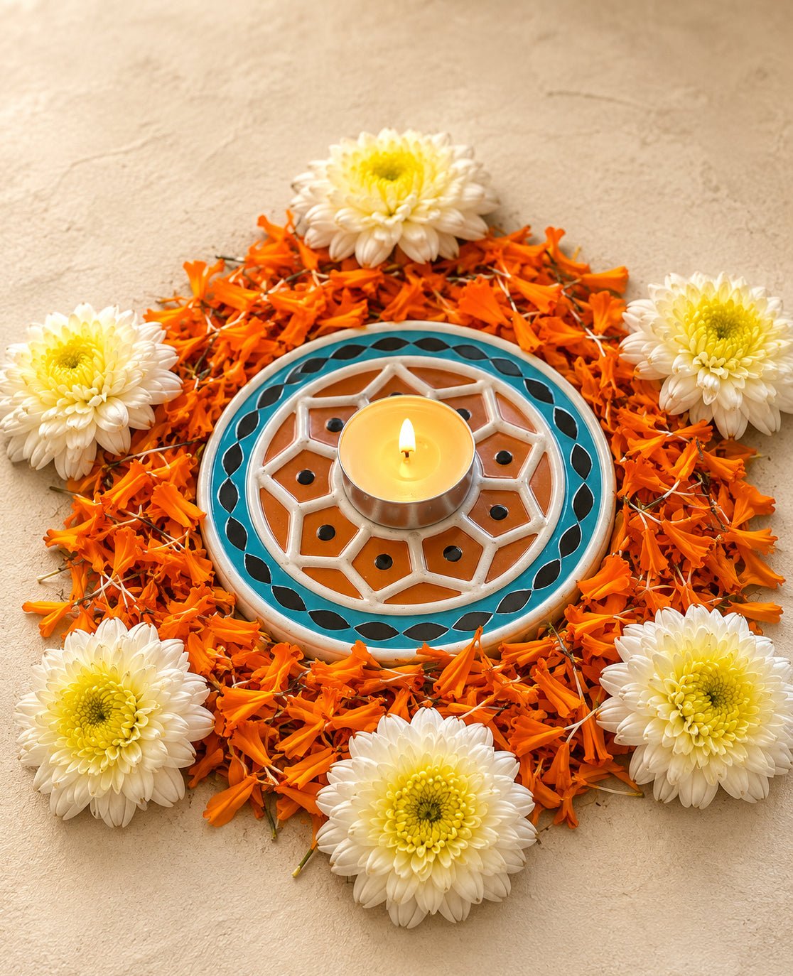Kesai Lippan Tealight Holder | Handmade Traditional Home Decor – Candles & Fragrances on Brown Living™. SKU: SDTL001. Img 3.