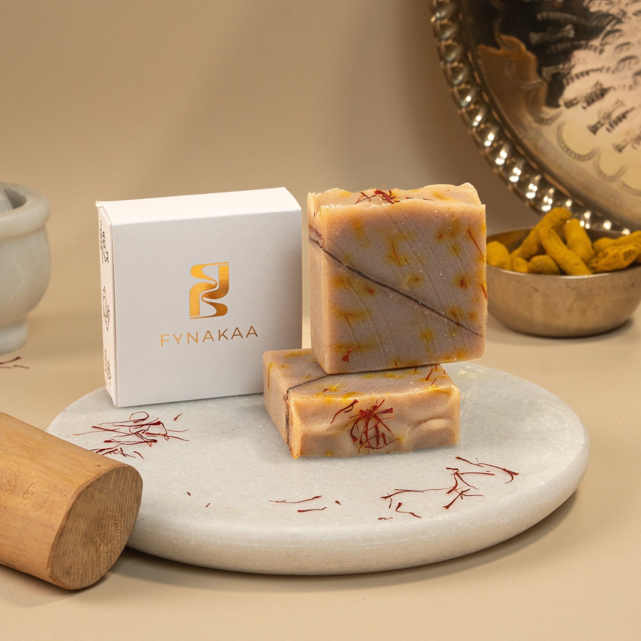Kesar Chandan Handcrafted Cold Processed Soap – Soap on Brown Living™. SKU: KNC1001X. Img 6.
