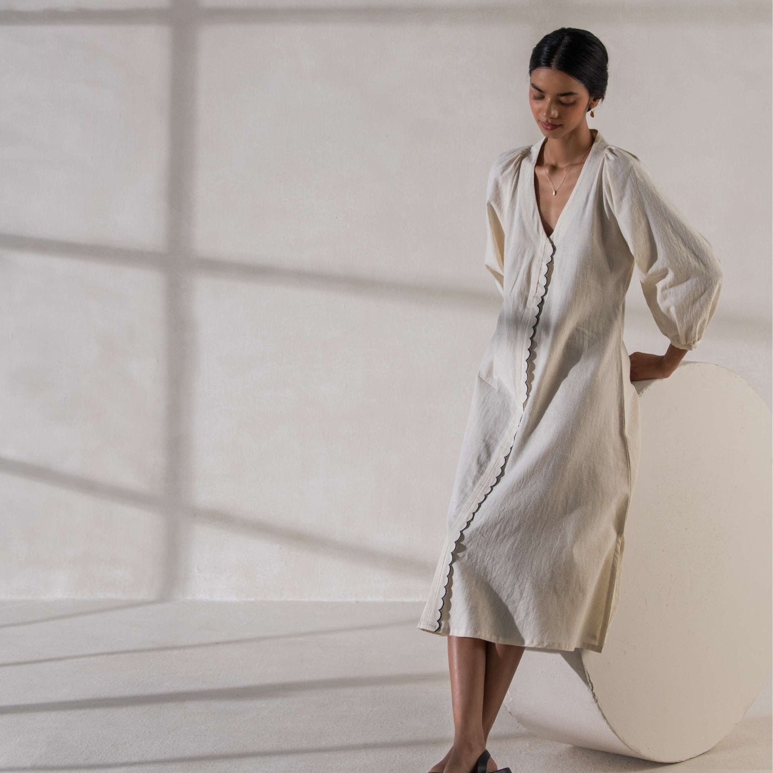 Khadi Raglan Sleeved Dress | Stylish & Comfortable for Women – Womens Dress on Brown Living™. SKU: DCSS25D04S. Img 2.