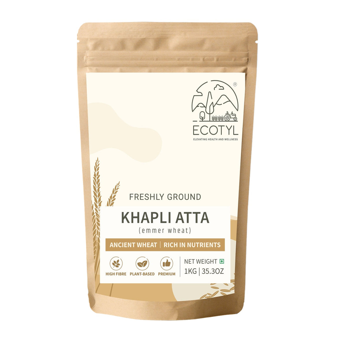 Khapli Atta | Emmer Wheat Flour | 1 kg – Cooking & Baking Supplies on Brown Living™. SKU: ECOTYL00006. Img 5.