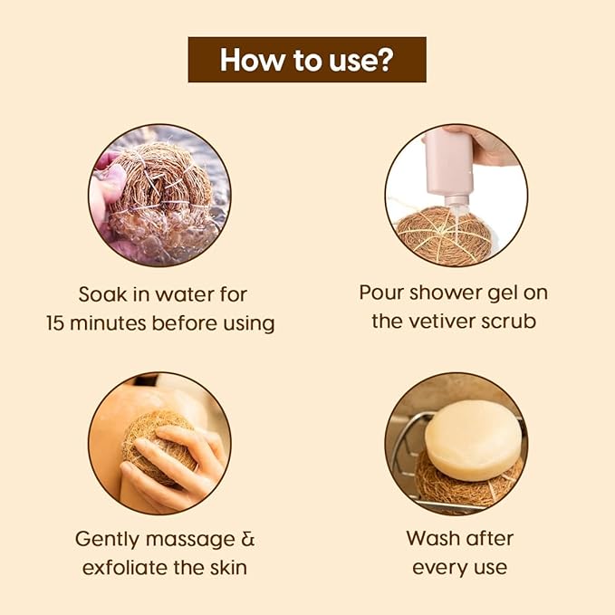 Khus Organic Body Bath Scrubber Pack Of 2 Natural Bath Scrub – Body Scrub on Brown Living™. SKU: OEP911. Img 4.