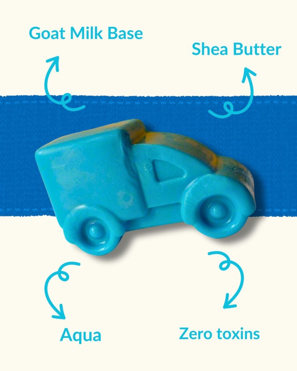 Kids Car Shaped Goat Milk Shea Butter Soap 100g Bar – Body Soap by Sobek Naturals available on Brown Living™. . SKU: SOB - SOAP - 25. Img 2.